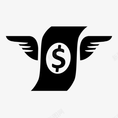 蝙蝠的翅膀标志飞钱容易赚钱有翅膀的钱图标图标