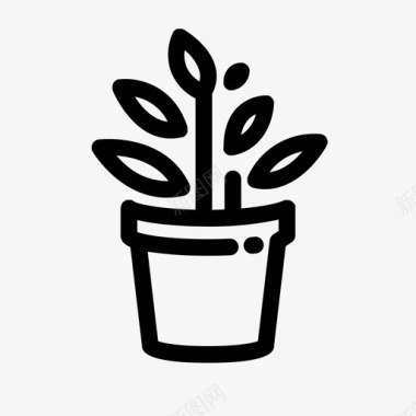 盆栽花盆植物图标图标