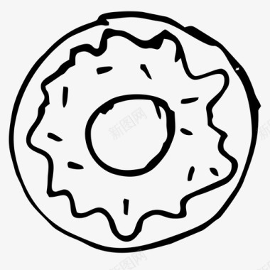 甜甜圈食物手绘图标图标