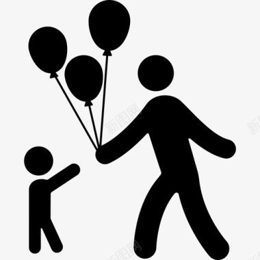 人道主义人孩子和气球人道主义者图标图标