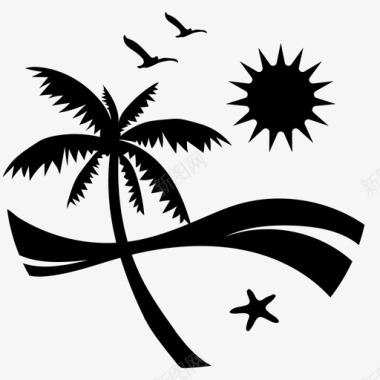 海滩棕榈树夏天图标图标
