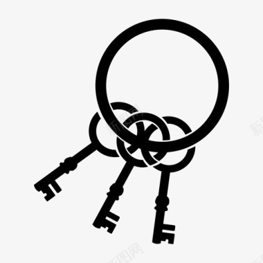 钥匙环通道锁图标图标