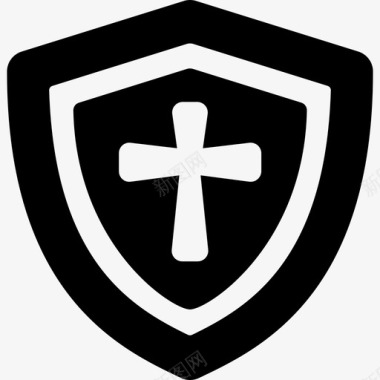 十字架带十字架的盾牌武器纹章盾牌图标图标