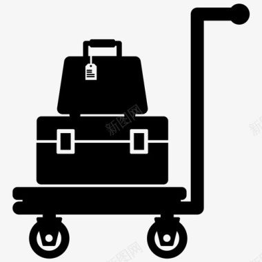 国外旅游行李手推车假日图标图标