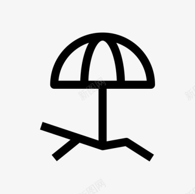 沙滩椅假日雨伞图标图标