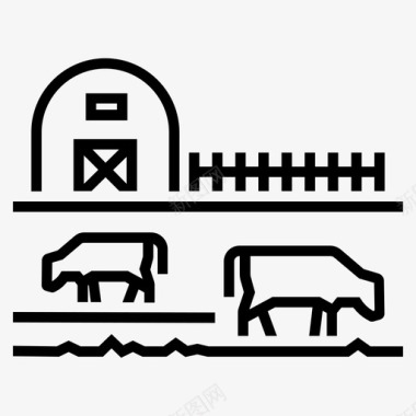 养牛养牛场谷仓奶牛图标图标