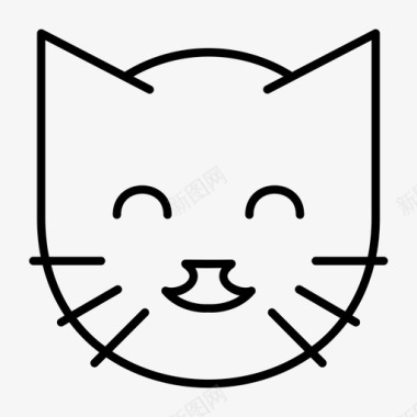 幸福快乐的猫咧嘴笑幸福图标图标