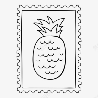 菠萝特写邮票邮件马克图标图标