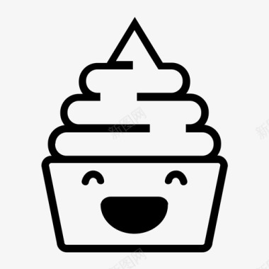 笑冻酸奶甜点表情符号图标图标