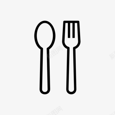 勺子和叉子餐厅银器图标图标