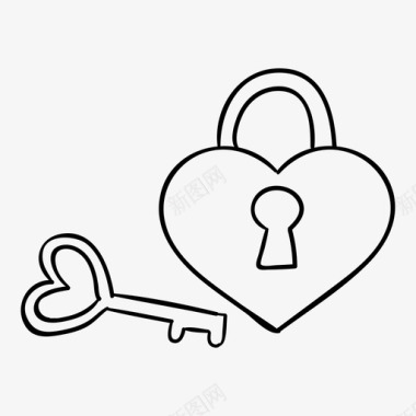 钥匙心脏锁图标图标