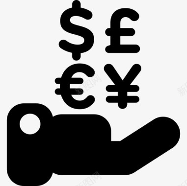 货币符号在手上商业上金融上图标图标