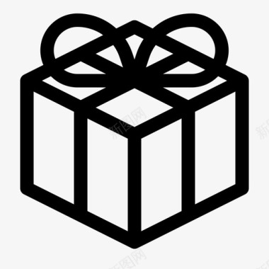 礼物盒子纯线条图标图标