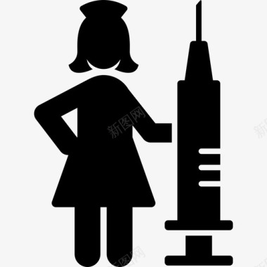 护士带注射器的护士医务人员职业妇女图标图标
