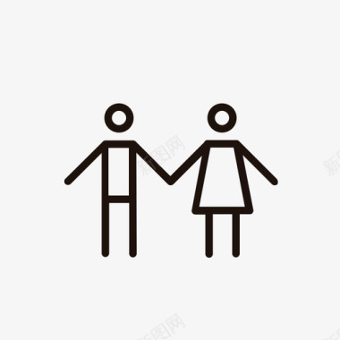 异性恋夫妻女权主义图标图标