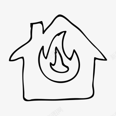 房屋火灾火焰暖气图标图标