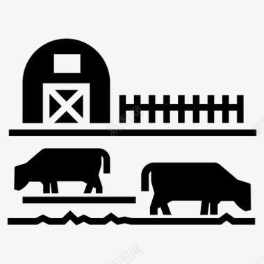 奶牛场动物谷仓图标图标