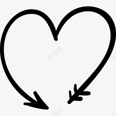 手绘心形箭形心形形状手绘婚礼图标图标