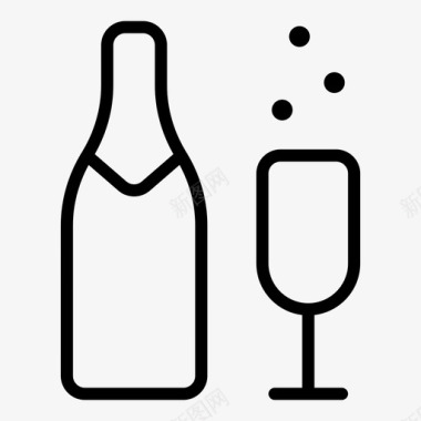 气泡标志香槟酒精瓶子图标图标