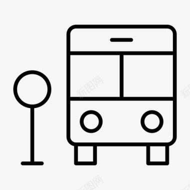 公共汽车站公共汽车候车亭交通图标图标