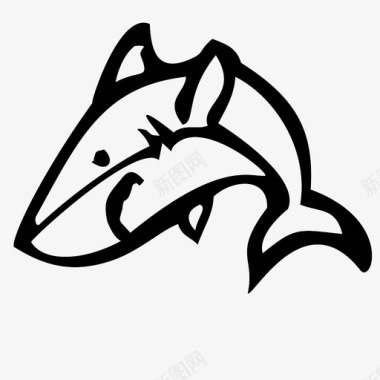 鲨鱼海洋动物白鲨图标图标