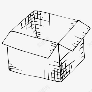手绘盒子硬纸盒手绘图标图标