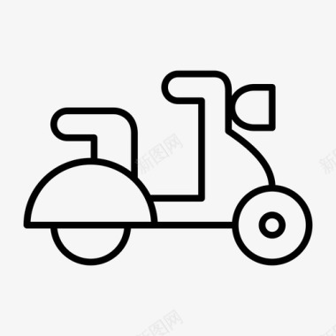 老式滑板车自行车摩托车图标图标