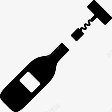 开瓶器和酒瓶食物图标图标