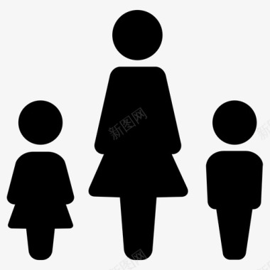 母亲和孩子女儿单亲图标图标