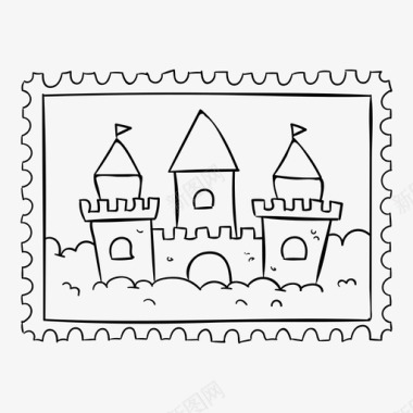 城堡邮票城堡邮件图标图标
