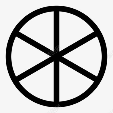 六部分圆圈披萨图标图标