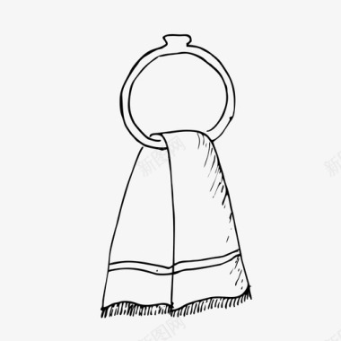 毛巾架手绘素描图标图标