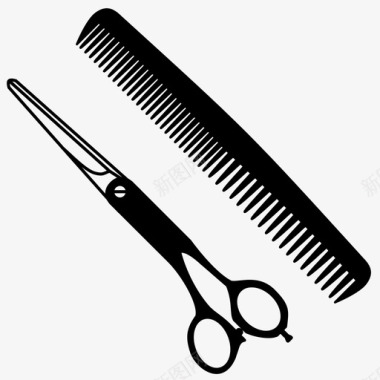 剪刀和梳子理发师头发图标图标