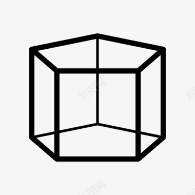 漂浮几何形状五角棱镜三维形状几何形状图标图标