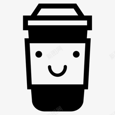 微笑外卖咖啡杯卡布奇诺快乐图标图标