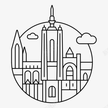 布拉格布拉格大教堂城市图标图标