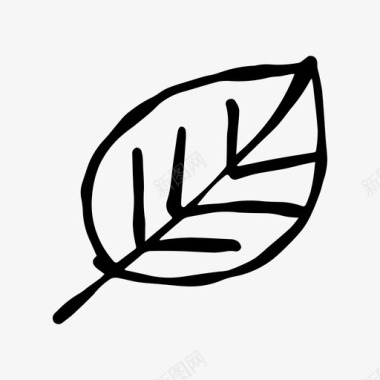 自然叶抽象圆珠笔图标图标