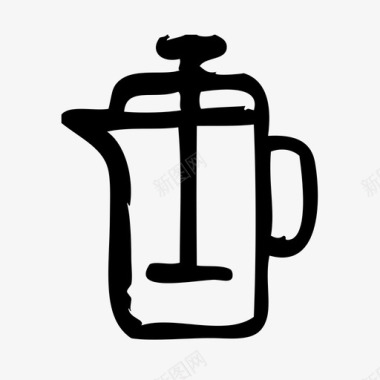 法式印刷机咖啡酒吧图标图标