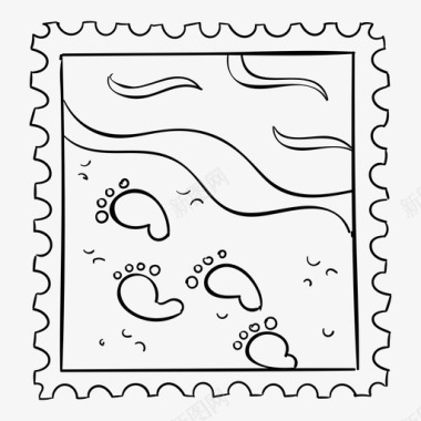 邮票海滩脚印图标图标