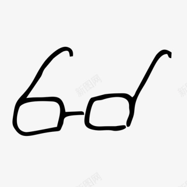 手绘眼镜素描图标图标
