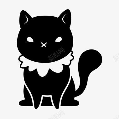 坐着的黑猫可爱万圣节图标图标