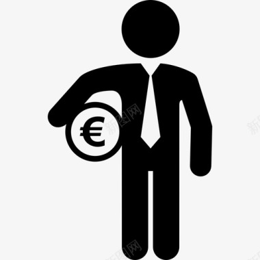 火焰欧元图标欧元经纪商管理商业图标图标