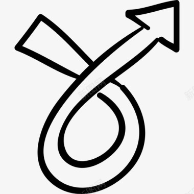 黑色黑色形状循环右箭头轮廓手绘箭头黑色图标图标