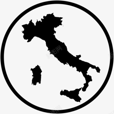 意大利地图靴子圆圈图标图标