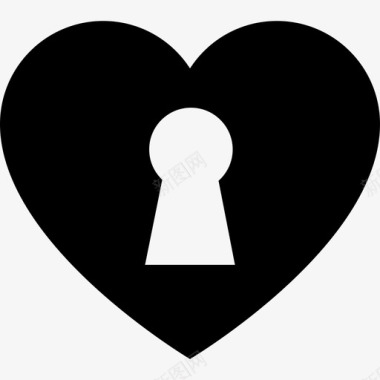 心锁着的心钥匙孔爱图标图标