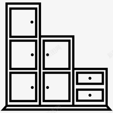 办公插图家具军械库床图标图标