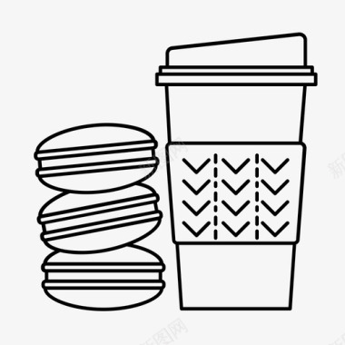 咖啡早餐马卡龙图标图标