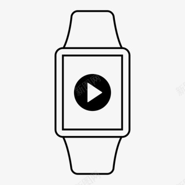 的剪辑applewatch播放剪辑电影smartwatch线框图标图标