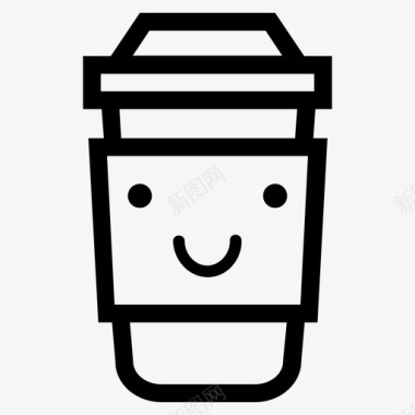 微笑外卖咖啡杯卡布奇诺快乐图标图标