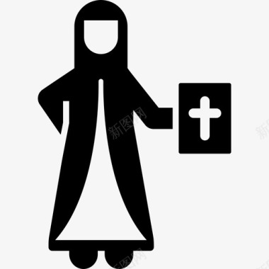 拿着圣经的修女人们职业妇女图标图标